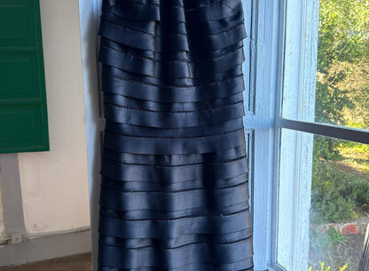 BCBG Max Azria Black Satin Cocktail Dress — back view