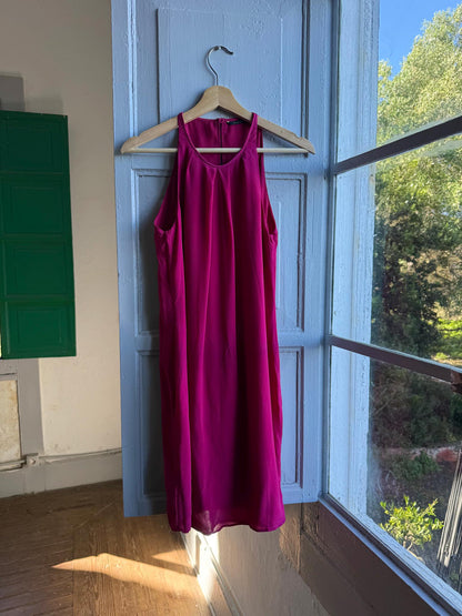 Fuchsia Minimalist Slip Midi Dress — detail