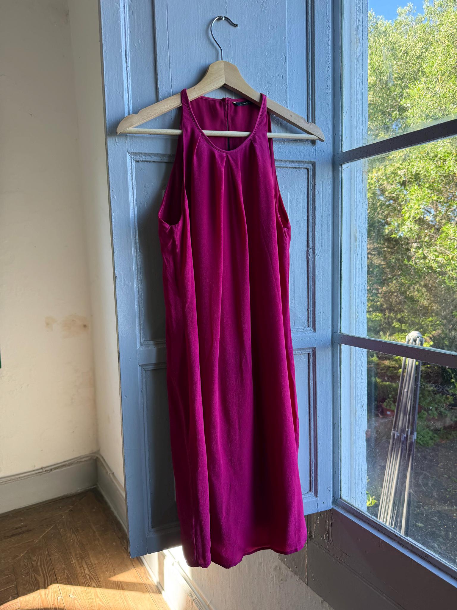 Fuchsia Minimalist Slip Midi Dress — additional view 5
