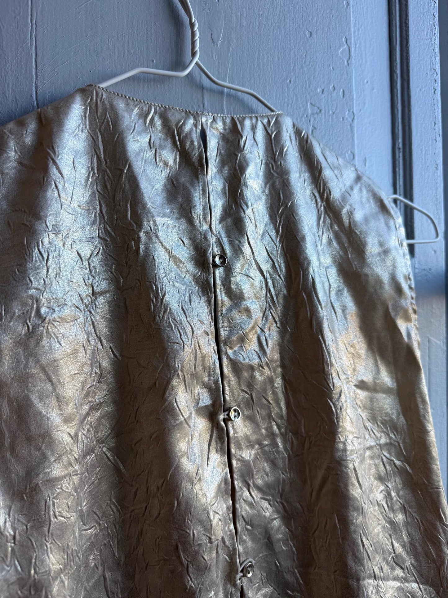 Metallic Gold Draped Top, Chic Cropped Blouse, Minimal Luxe Party wear, Evening Going Out Sleeveless Wrap top