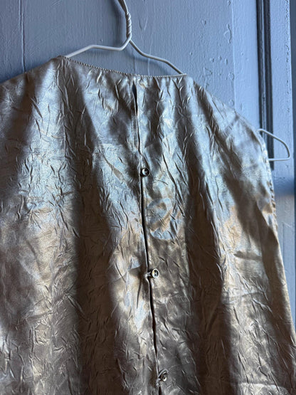 Metallic Gold Draped Top, Chic Cropped Blouse, Minimal Luxe Party wear, Evening Going Out Sleeveless Wrap top