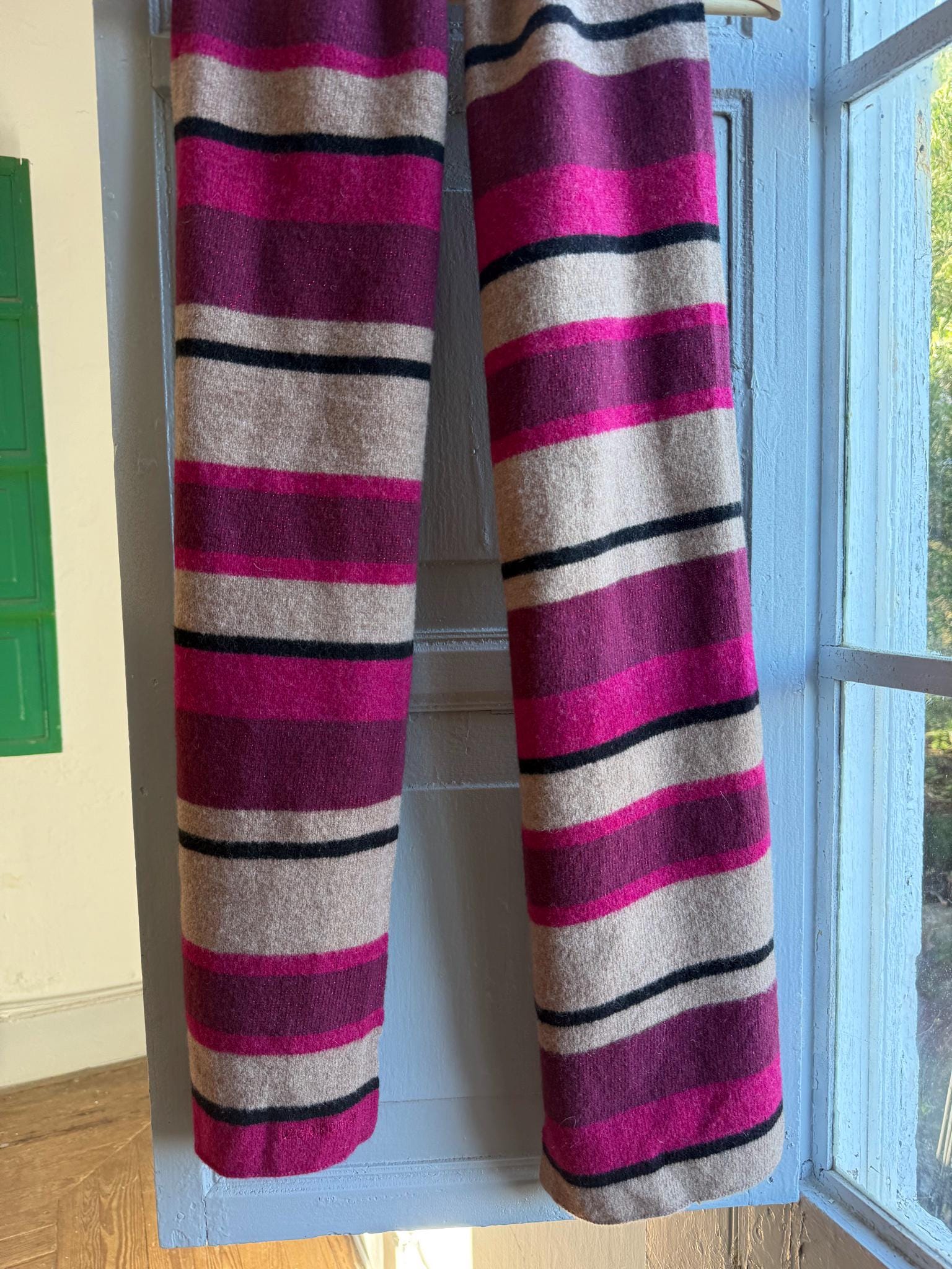 Vintage Pink Striped Lambswool Scarf — back view