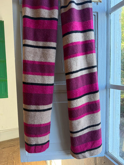 Vintage Pink Striped Lambswool Scarf — back view