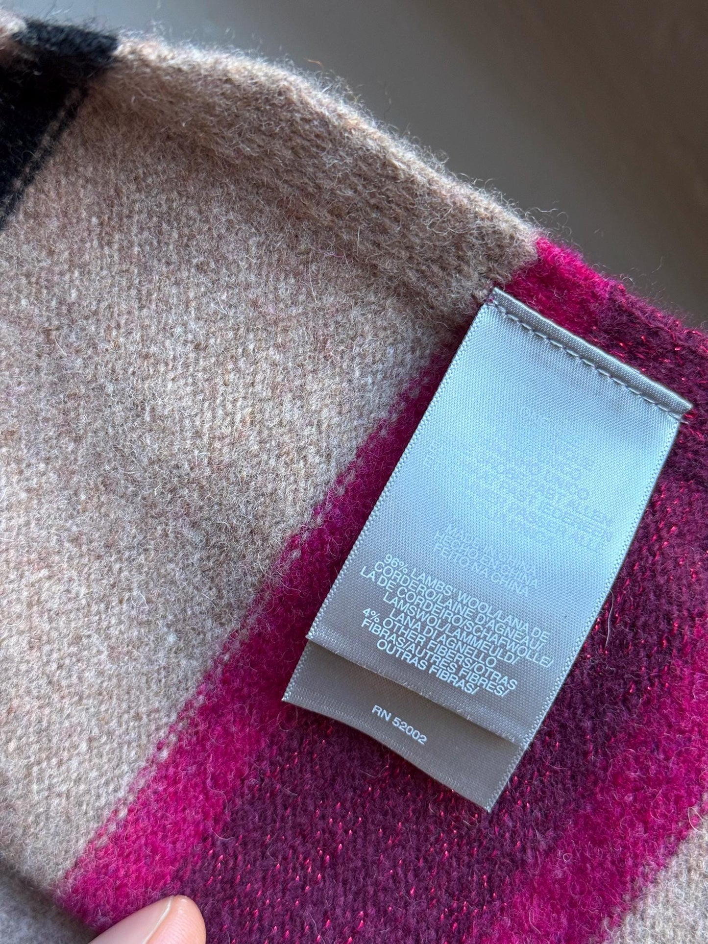 Vintage Pink Striped Lambswool Scarf — additional view 8
