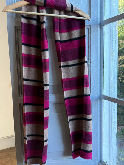 Vintage Pink Striped Lambswool Scarf — additional view 9