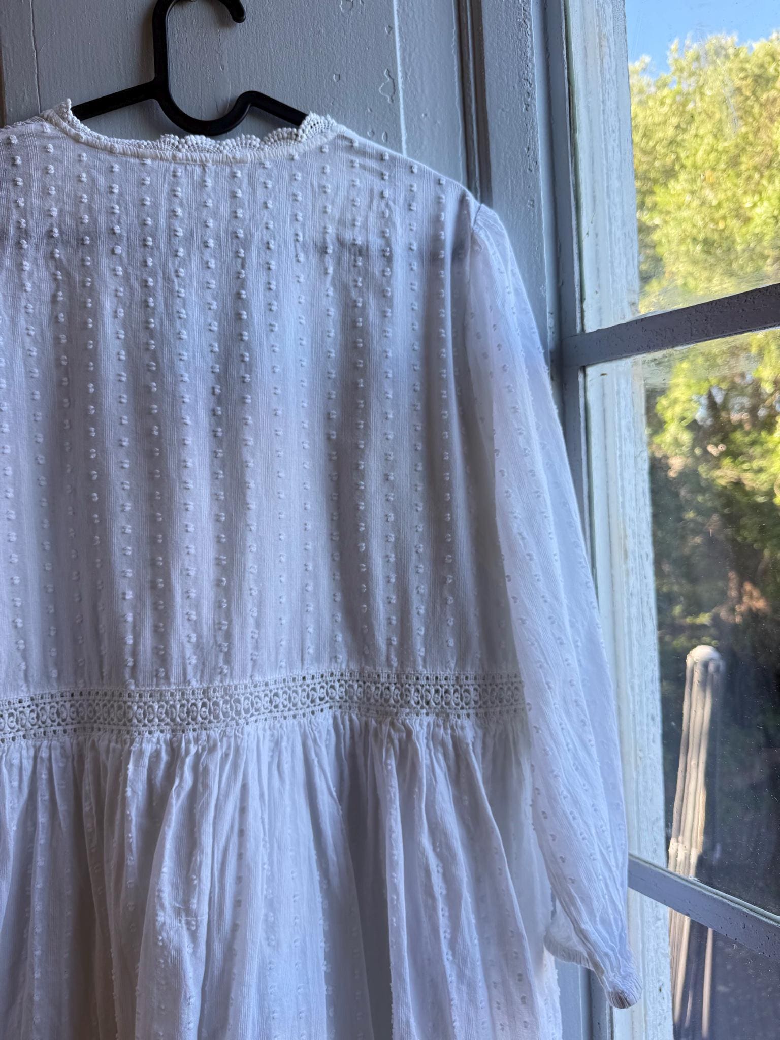 White Cotton Boho Dress, Romantic Lace Summer Mini, Prairie Cottagecore Beach wear, Womens Relaxed Babydoll