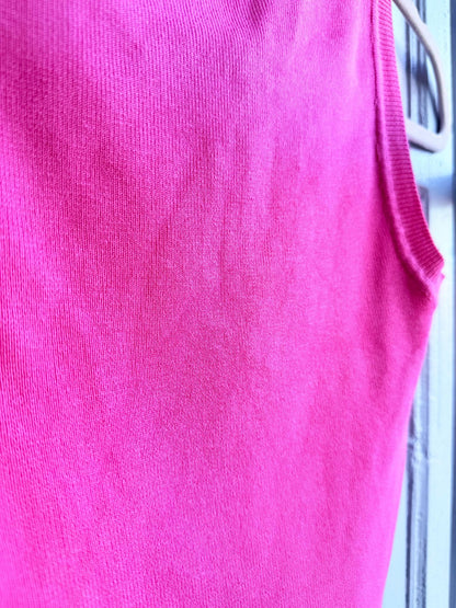 Pink Cropped Tank Top, Y2K Minimal Basic Barbiecore shirt, Soft Girl Fitted Summer Top, XS
