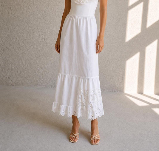 Vintage White Cottagecore Maxi Skirt