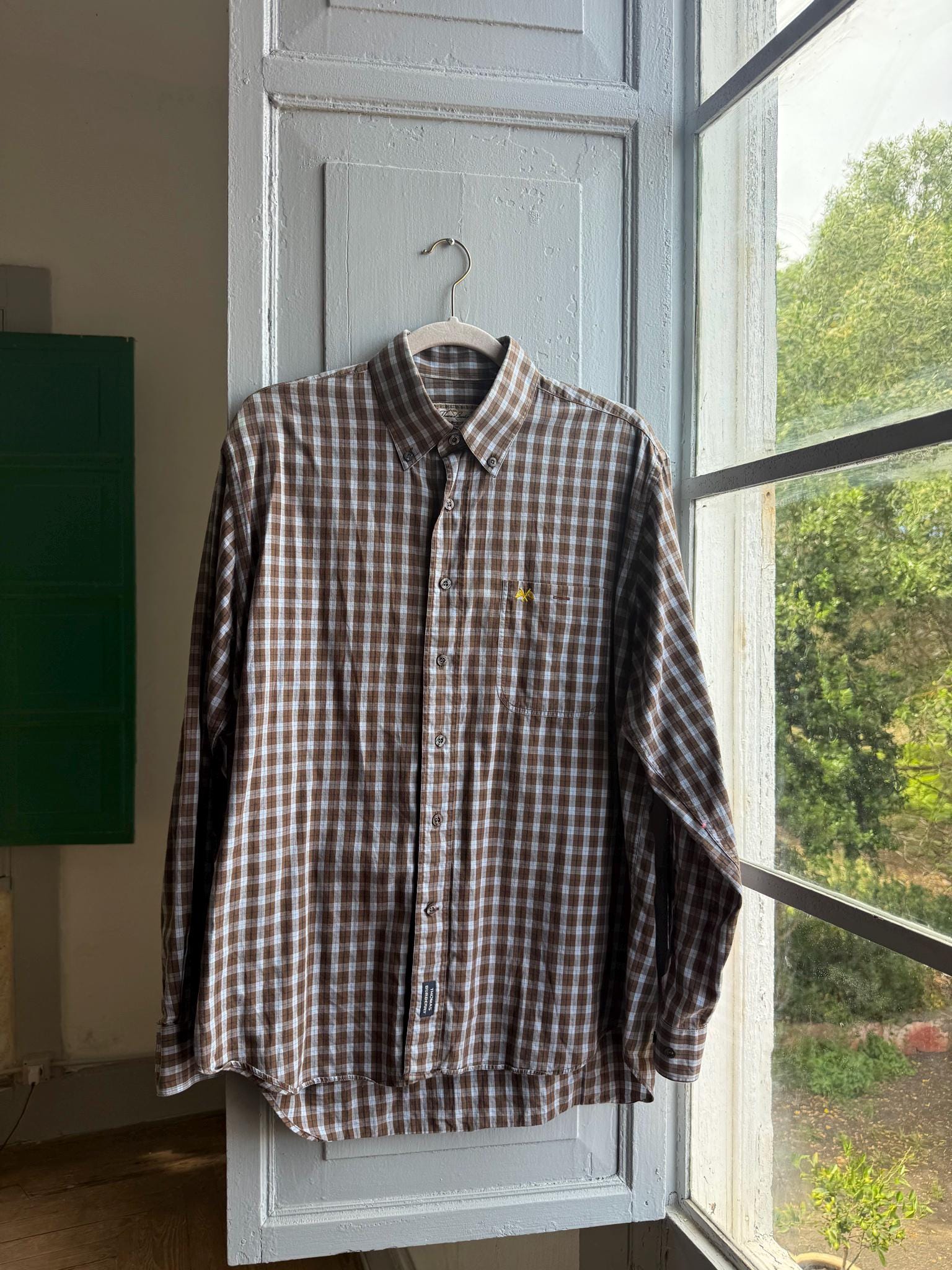 Vintage Burberry Check Shirt in Brown Plaid — detail