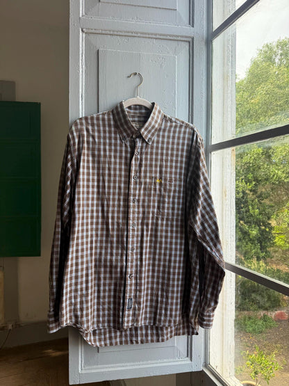 Vintage Burberry Check Shirt in Brown Plaid — detail