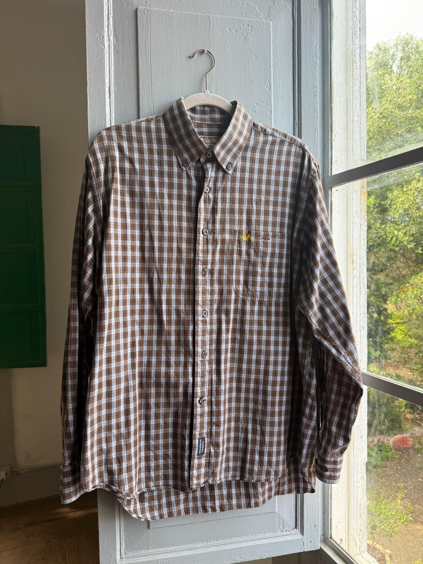Vintage Burberry Check Shirt in Brown Plaid — back view