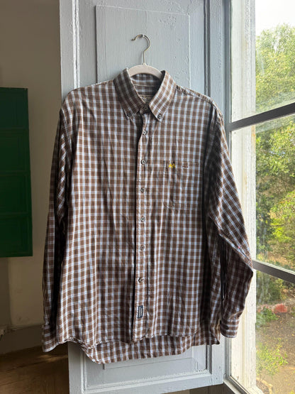 Vintage Burberry Check Shirt in Brown Plaid — back view