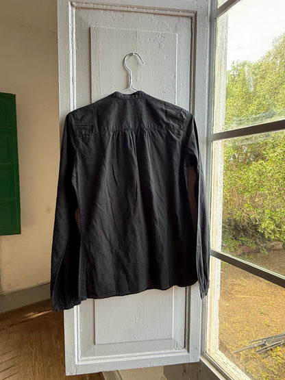 Massimo Dutti Black Blouse, Gold Embellished V Neck Top, EU 36, Minimal Luxe Chic Evening Shirt