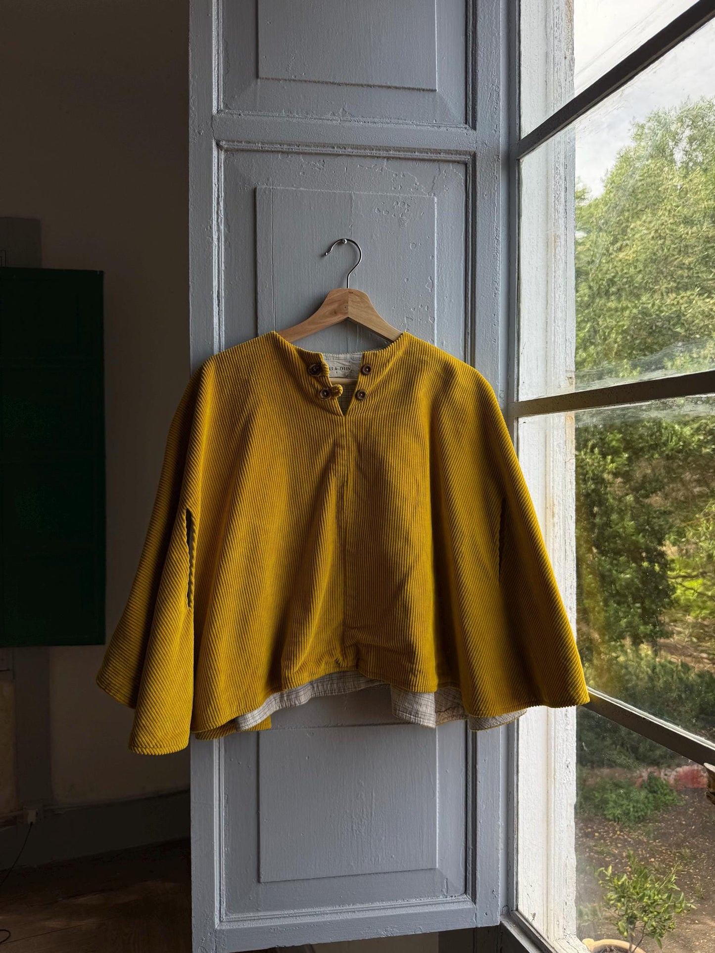 Yoli & Otis Kids Corduroy Poncho, S, Unworn Mustard Yellow cape, Waldorf Montessori clothing, Slow Fashion Cape