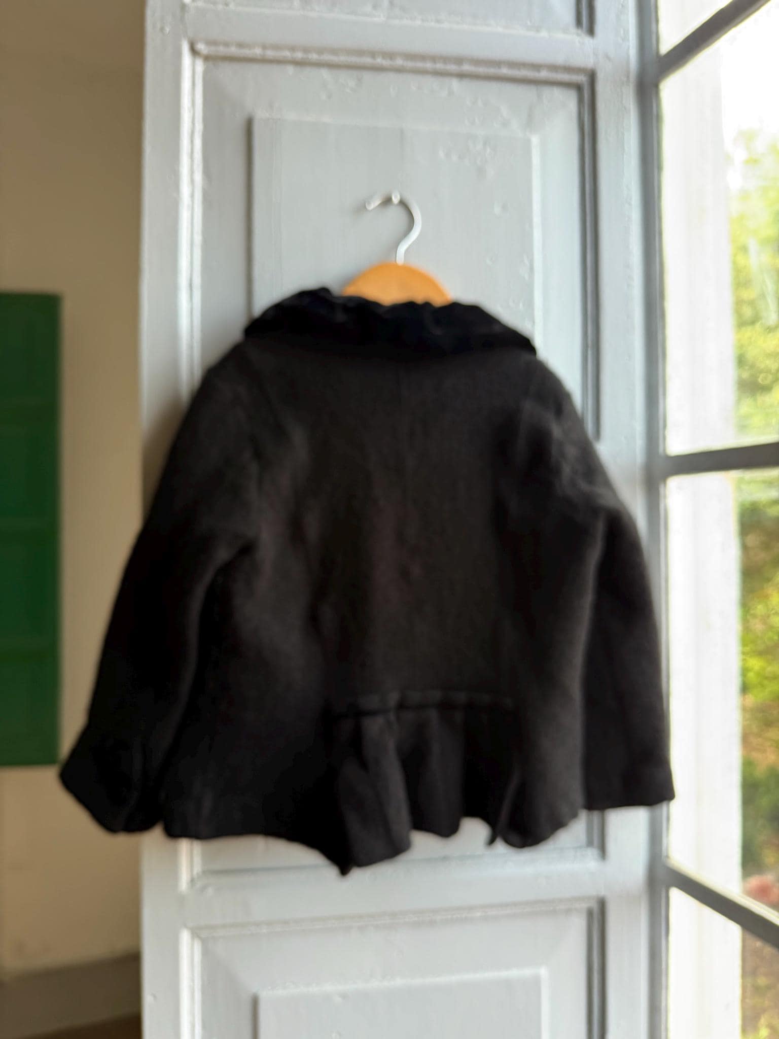 Vintage Felted Wool Jacket, Cropped Black Wool Coat, Parisian Chic Girls Jacket ,Boiled Wool
