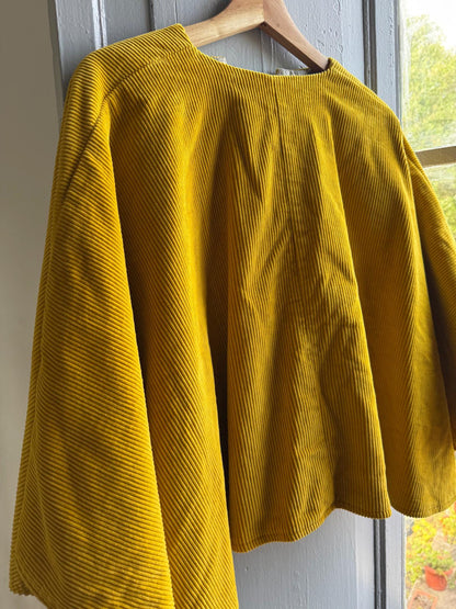 Yoli & Otis Kids Corduroy Poncho, S, Unworn Mustard Yellow cape, Waldorf Montessori clothing, Slow Fashion Cape