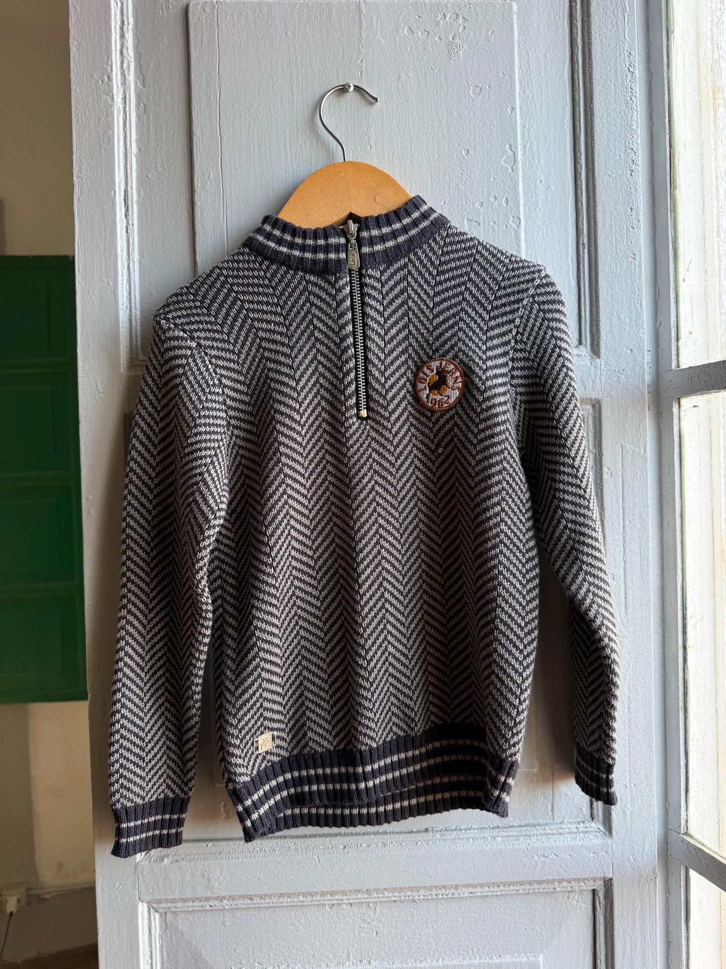 Chevron Knit Jumper For Kids In Grey — additional view 9