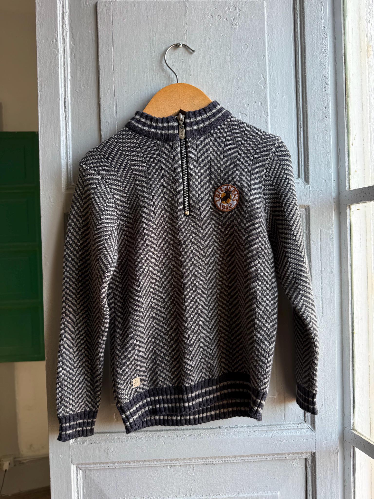 Chevron Knit Jumper For Kids In Grey — additional view 9