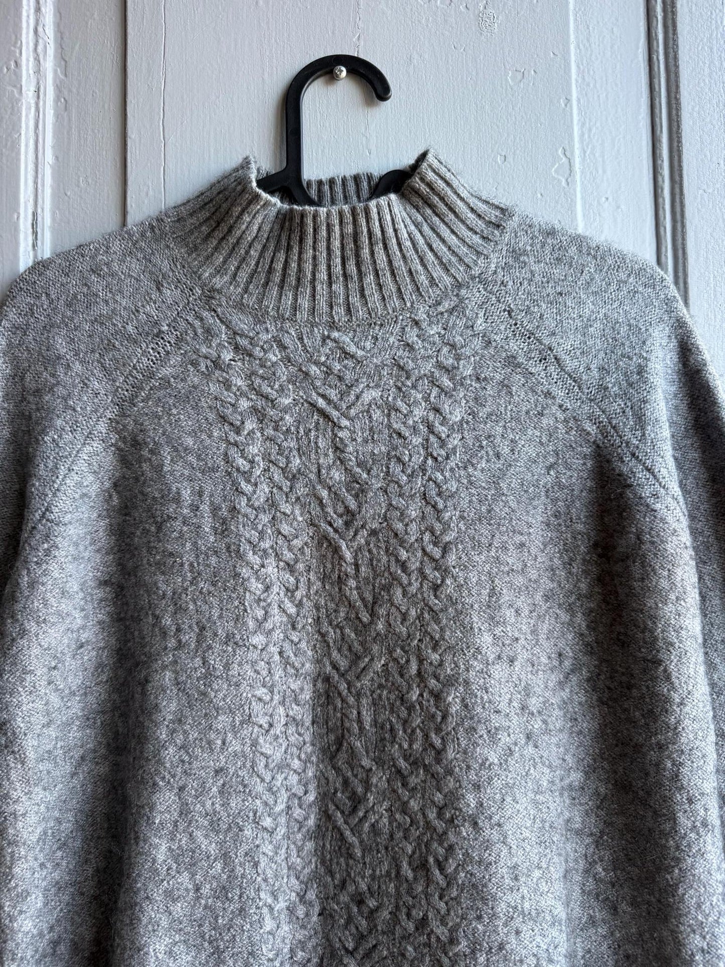 Grey Wool Blend Cable Knit Sweater — additional view 6