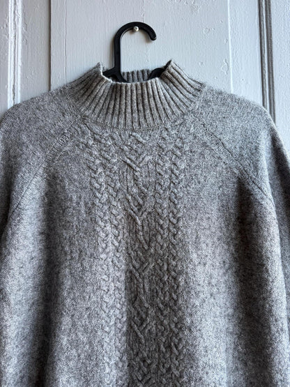 Grey Wool Blend Cable Knit Sweater — additional view 6