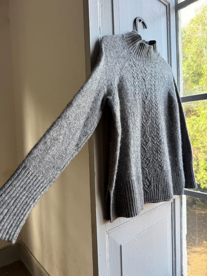 Grey Wool Blend Cable Knit Sweater — additional view 9