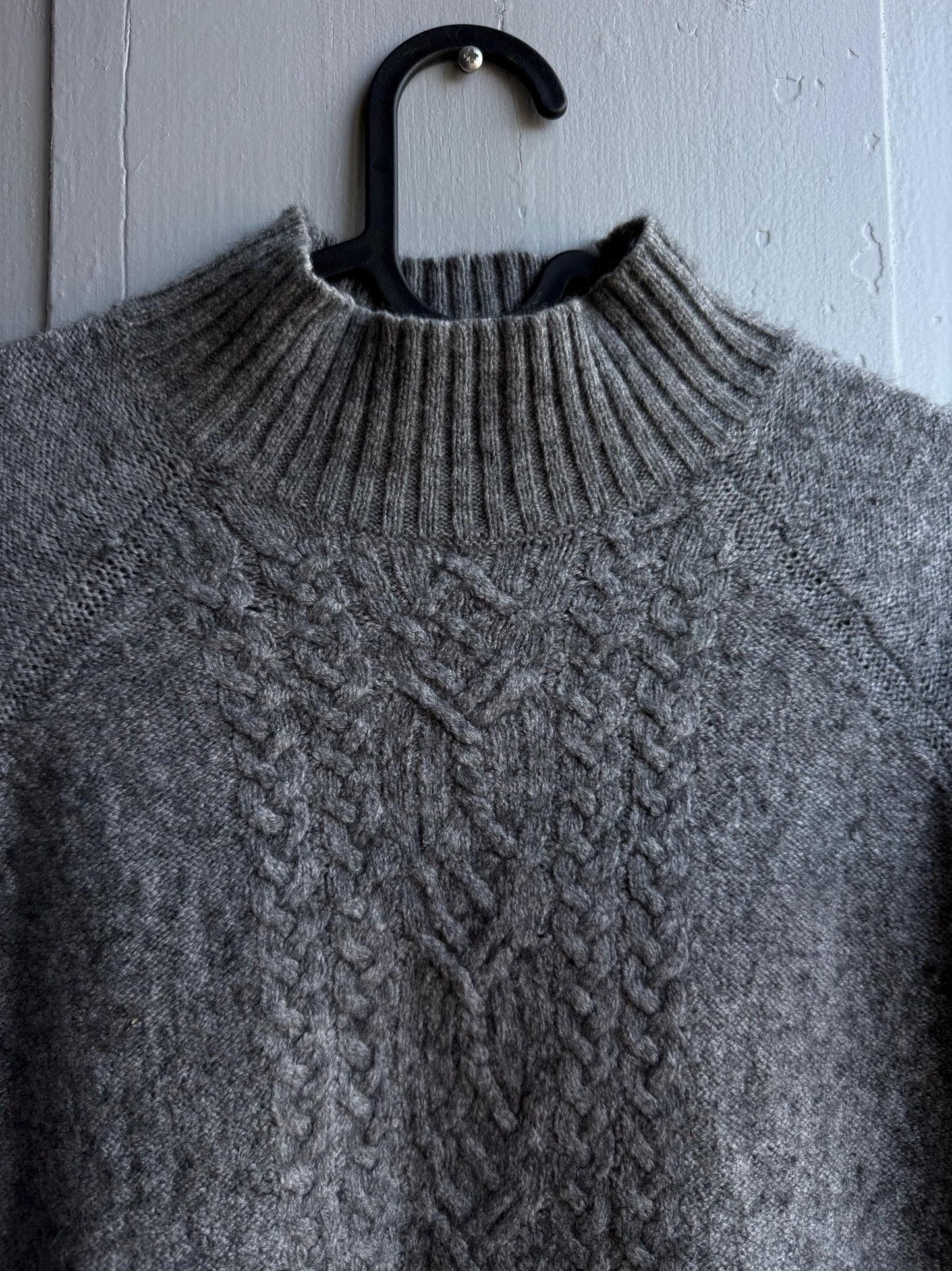 Grey Wool Blend Cable Knit Sweater — additional view 10
