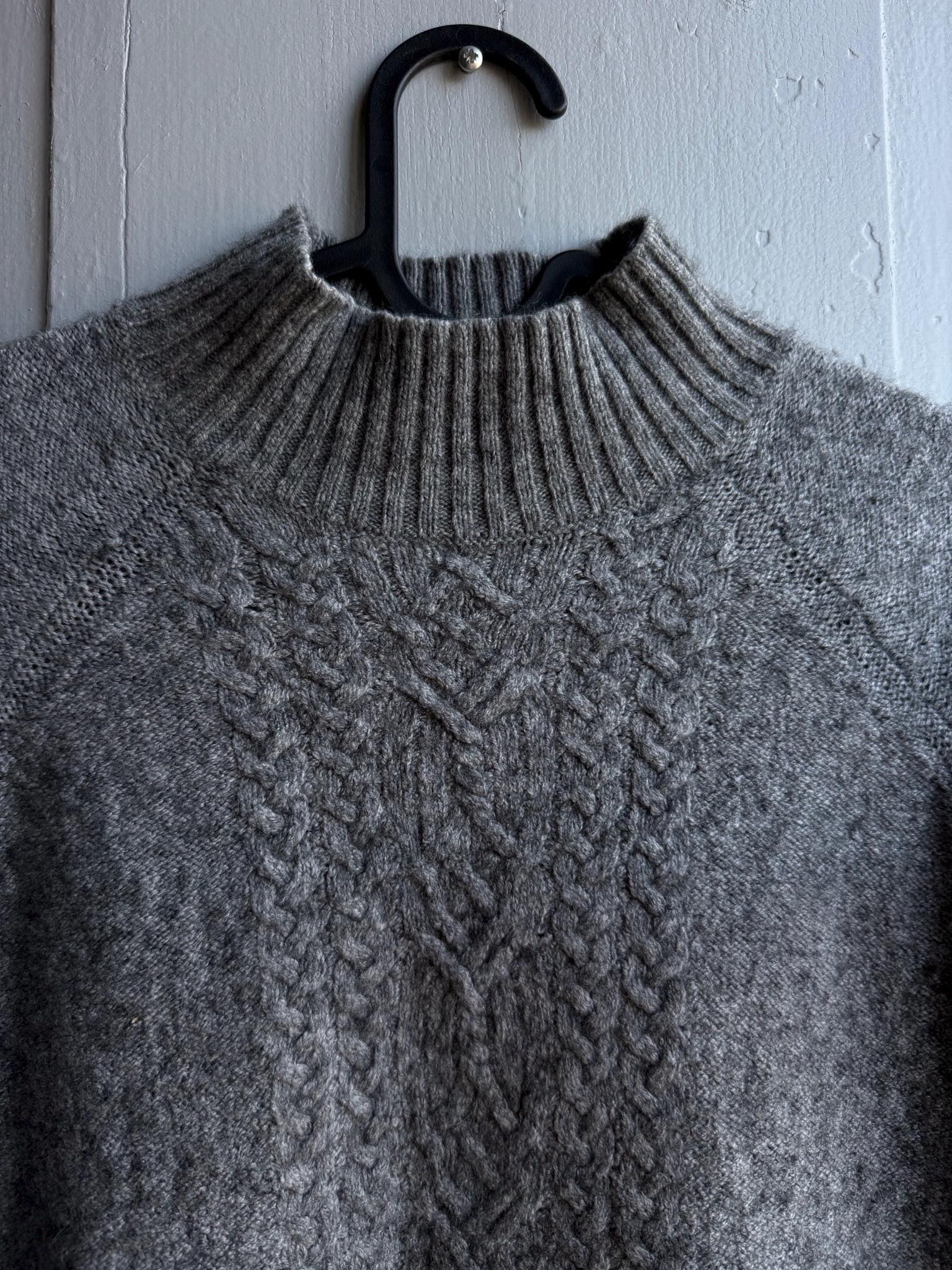 Grey Wool Blend Cable Knit Sweater — additional view 10