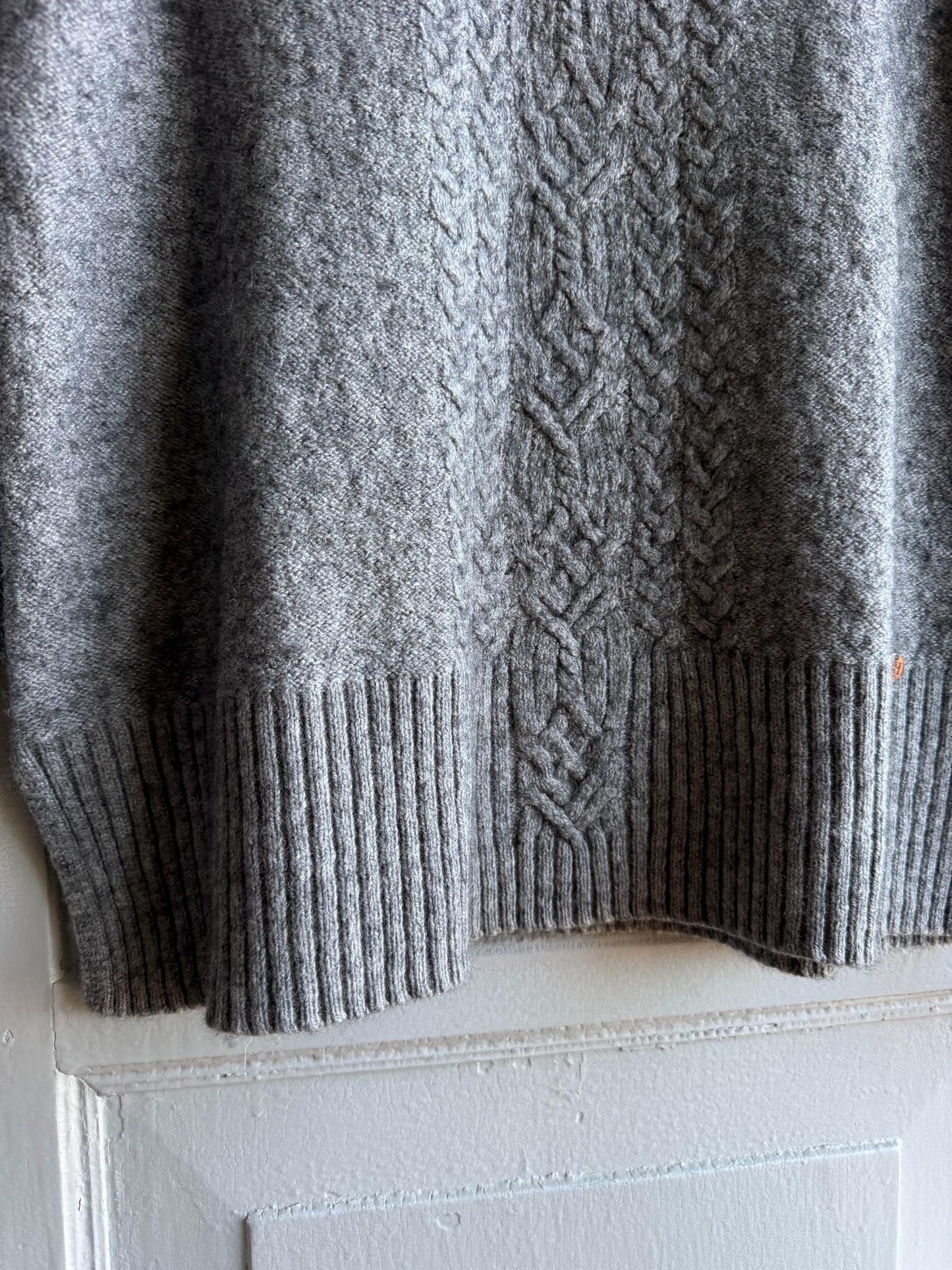 Grey Wool Blend Cable Knit Sweater — additional view 11