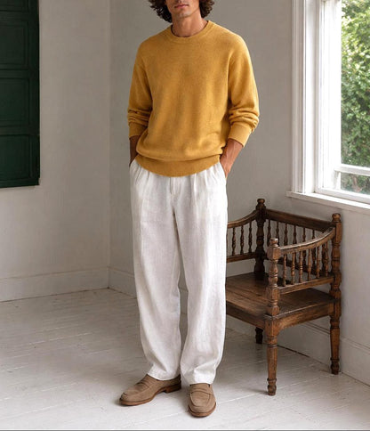 Vintage Yellow Wool Jumper for Men