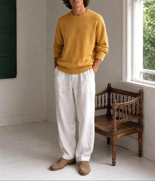 Vintage Yellow Wool Jumper for Men