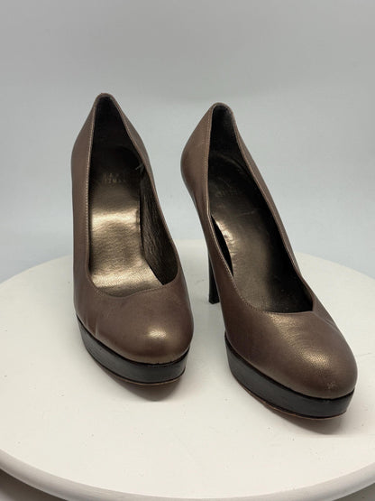 Bronze Leather Platform Pumps — detail