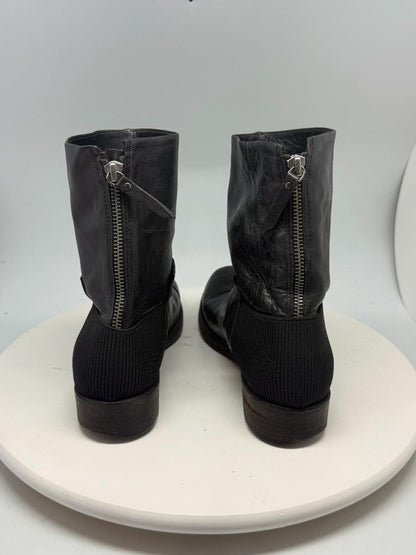Black Leather Block Heel Ankle Boots — additional view 6