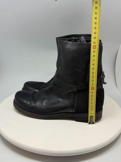 Black Leather Block Heel Ankle Boots — additional view 12
