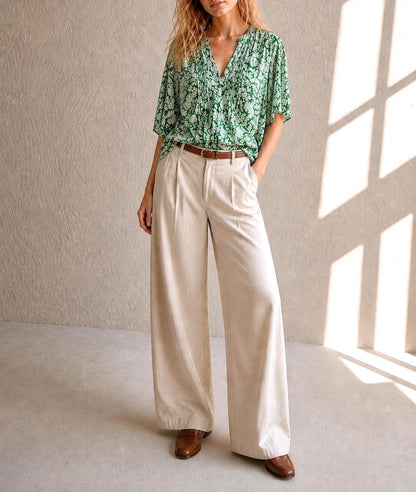 Floral Green Cotton Blouse by Pedro Del Hierro