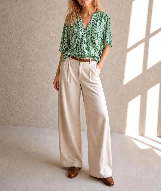 Floral Green Cotton Blouse by Pedro Del Hierro