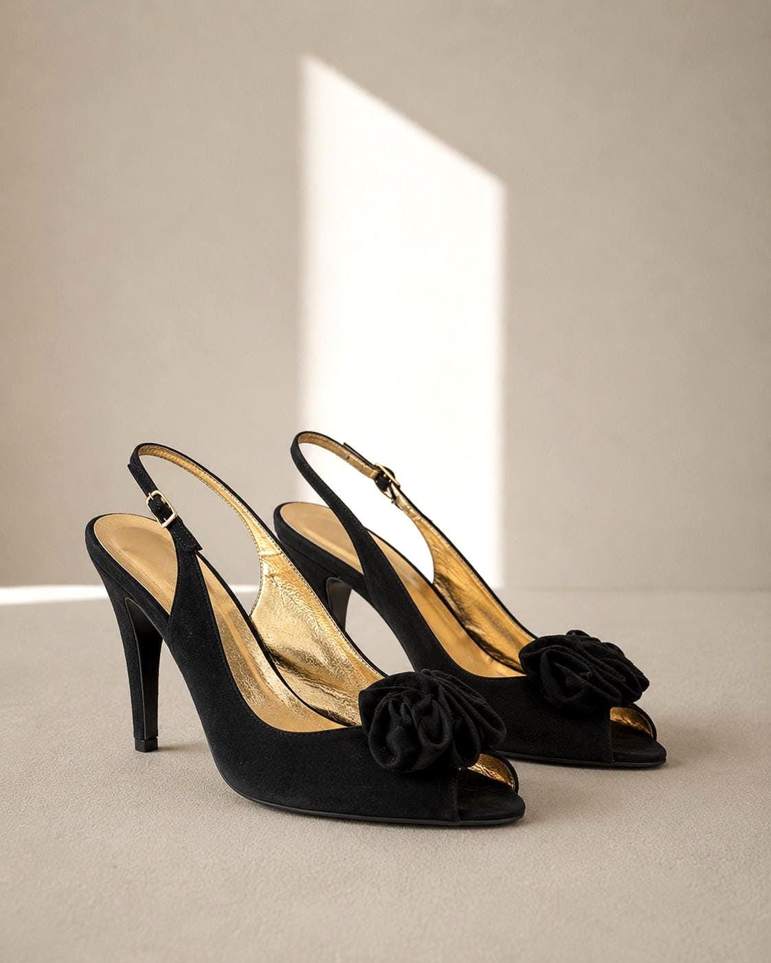 Blue Vintage Square Toe Block Heels