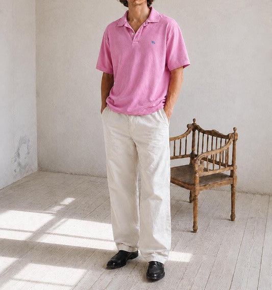 Vintage Burberry London Pink Polo Shirt, Mens Cotton branded wear, Made In Spain Luxury preppy golf style, Size L