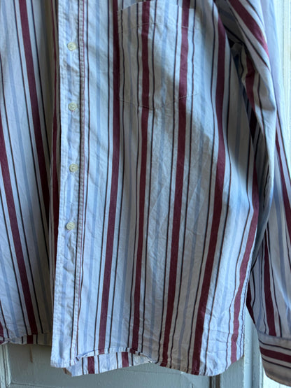 Vintage Barreds Sport Striped Shirt,m Mens Cotton Button Down, Relaxed Old Money Size L