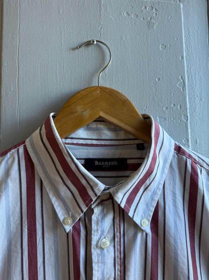Vintage Barreds Sport Striped Shirt,m Mens Cotton Button Down, Relaxed Old Money Size L
