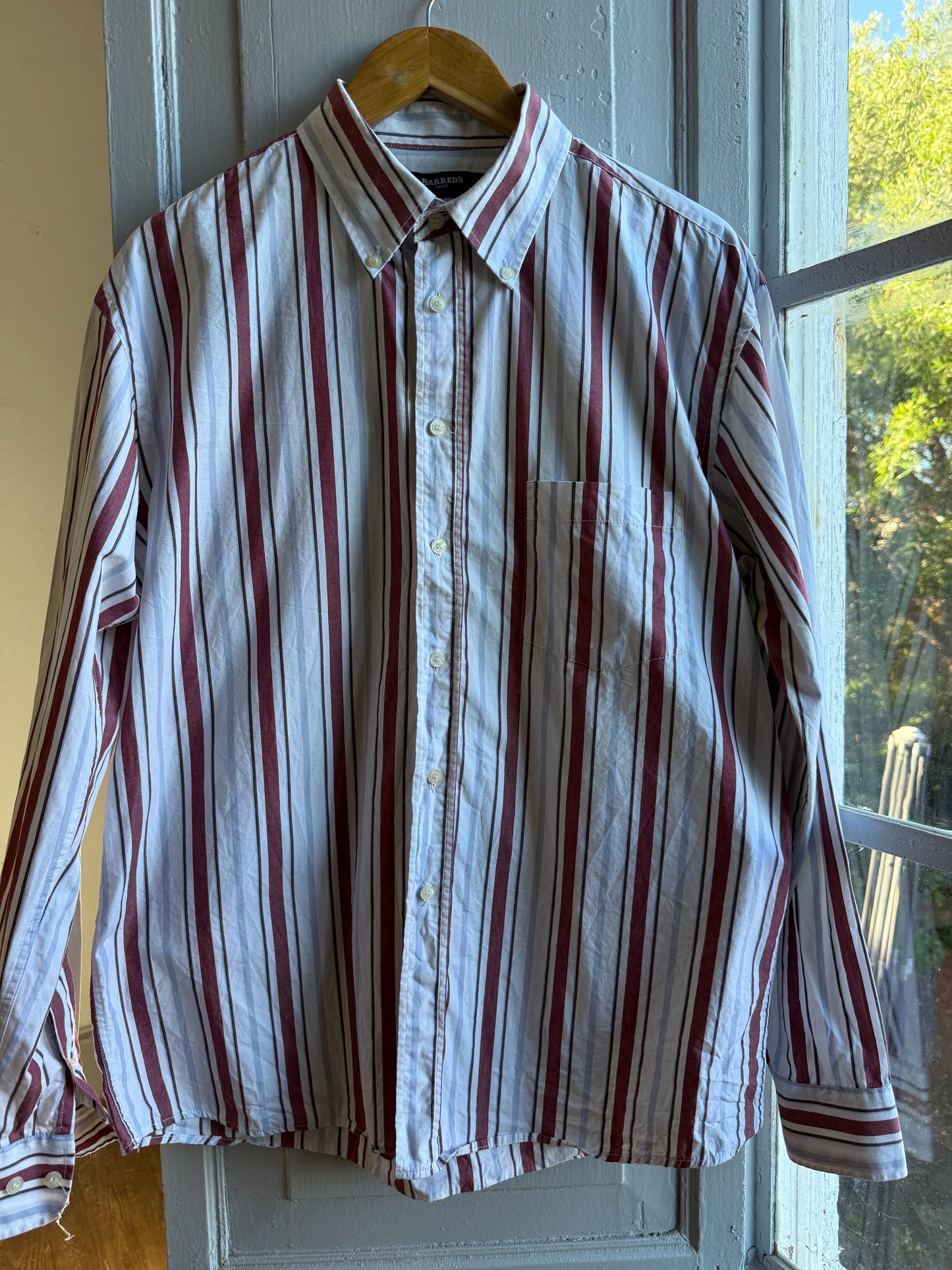 Vintage Barreds Sport Striped Shirt,m Mens Cotton Button Down, Relaxed Old Money Size L