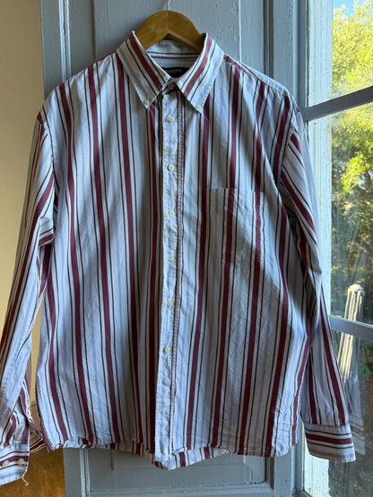 Vintage Barreds Sport Striped Shirt,m Mens Cotton Button Down, Relaxed Old Money Size L