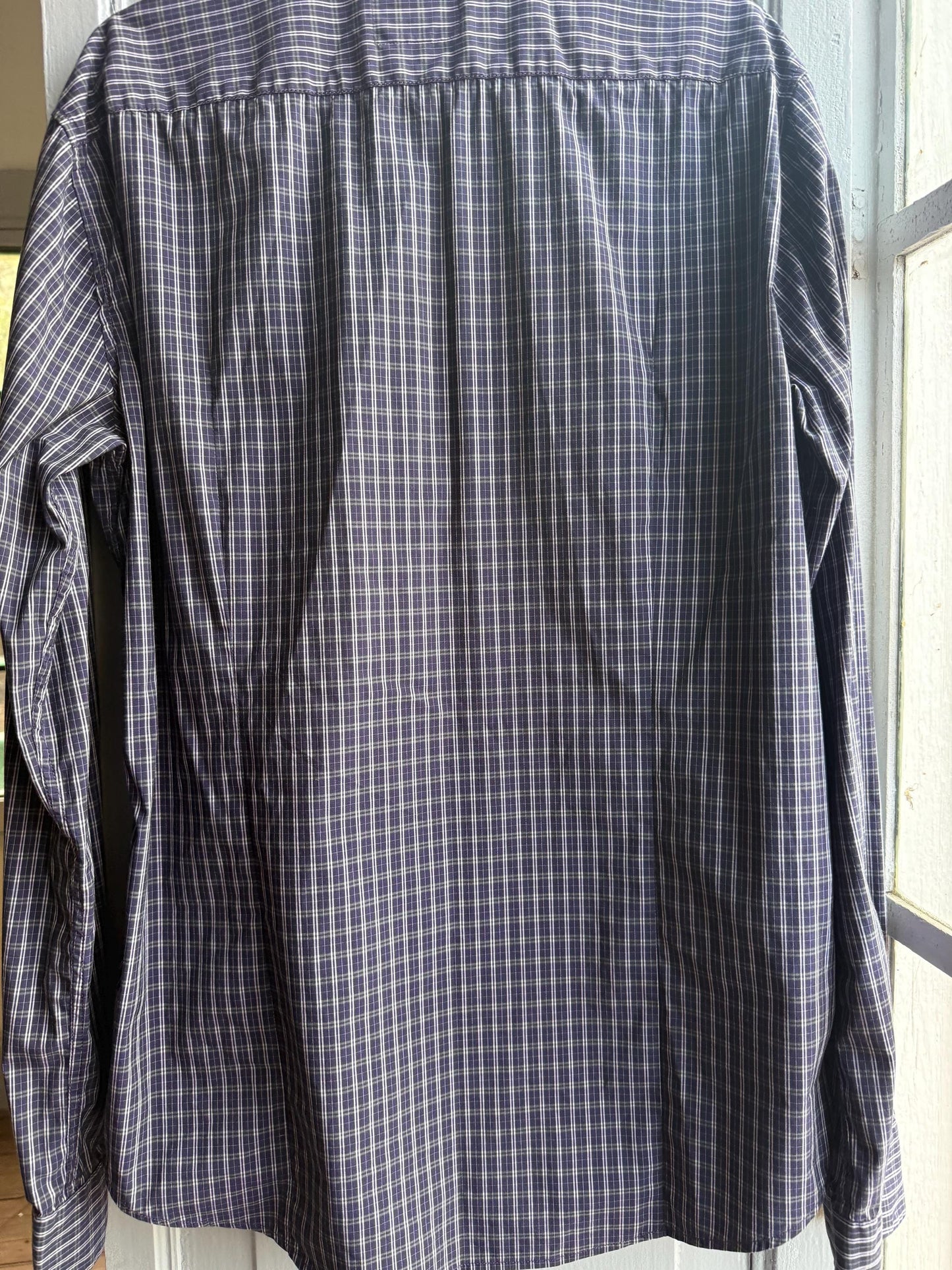 Boss Orange Purple Plaid Mens Shirt, Branded Button Down, Luxury Preppy menswear, Size M