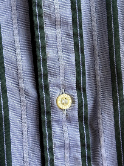 Vintage Burberry London Striped Shirt Mens Blue Button Down Luxury Cotton Old Money Designer Oversized XL