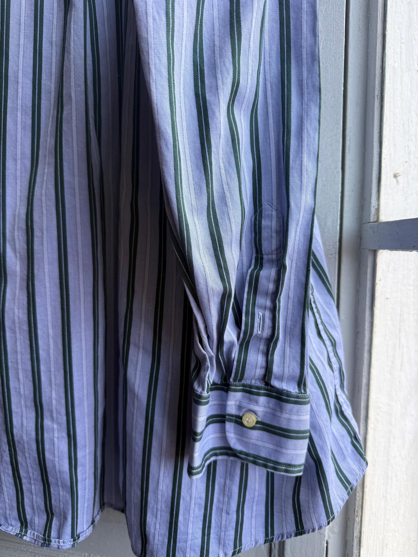 Vintage Burberry London Striped Shirt Mens Blue Button Down Luxury Cotton Old Money Designer Oversized XL