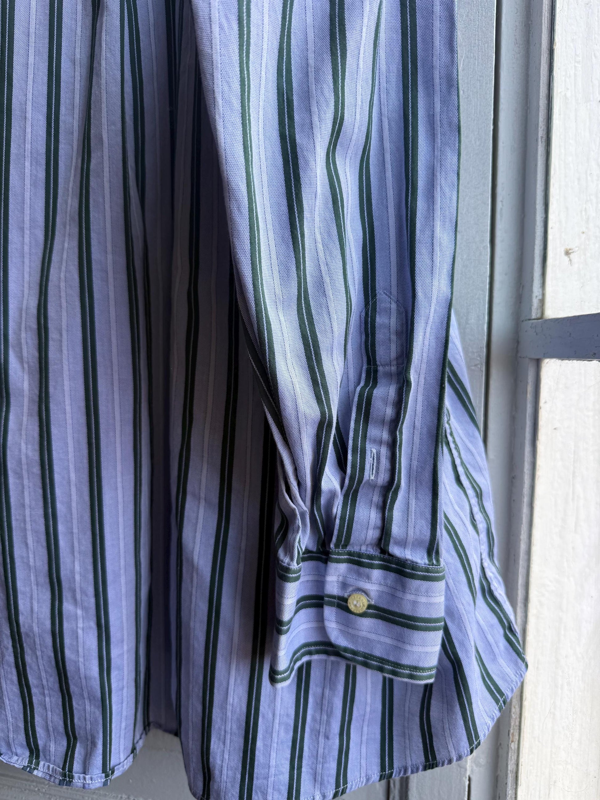 Vintage Burberry London Striped Shirt Mens Blue Button Down Luxury Cotton Old Money Designer Oversized XL