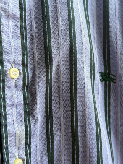 Vintage Burberry London Striped Shirt Mens Blue Button Down Luxury Cotton Old Money Designer Oversized XL