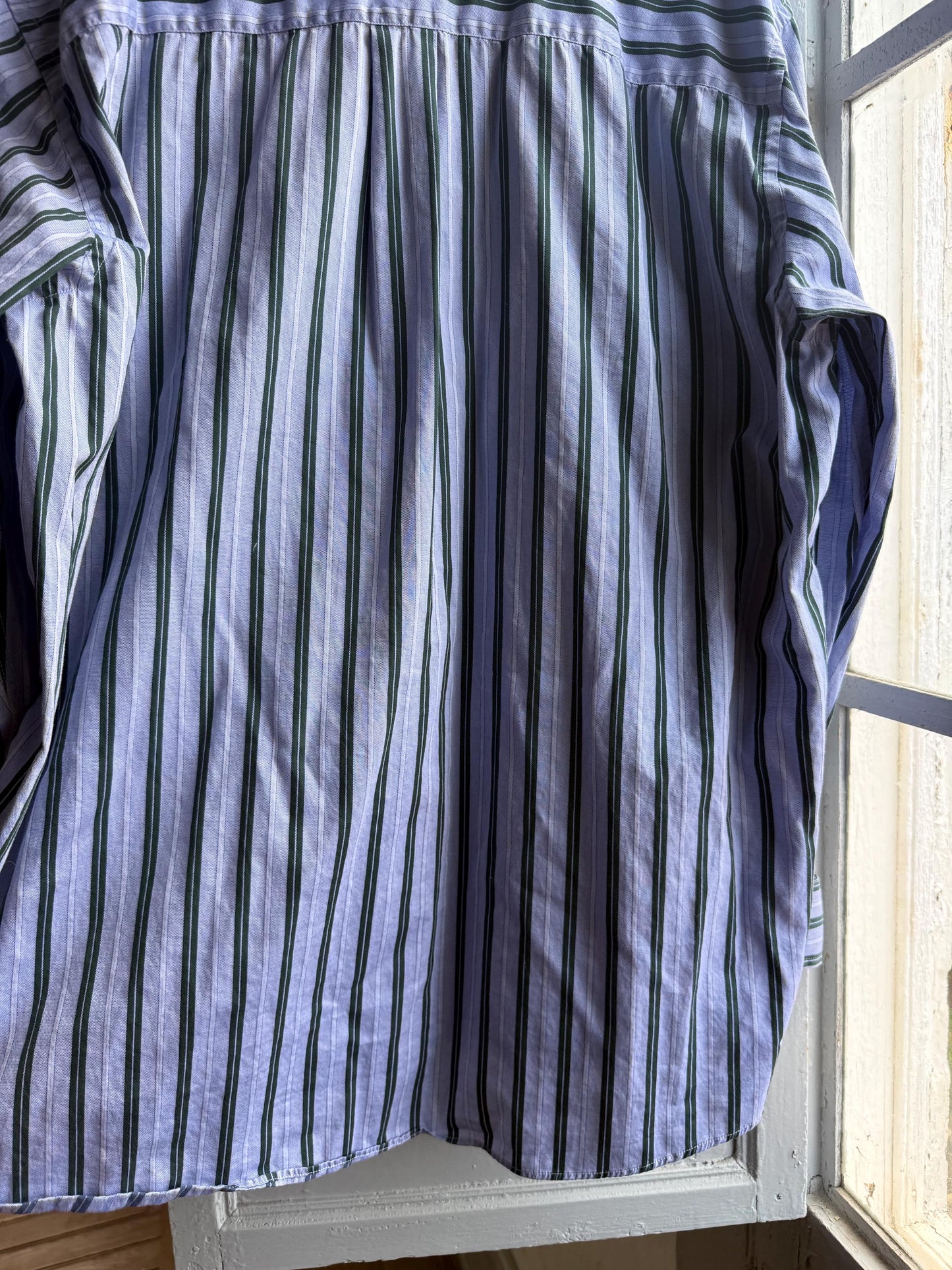 Vintage Burberry London Striped Shirt Mens Blue Button Down Luxury Cotton Old Money Designer Oversized XL