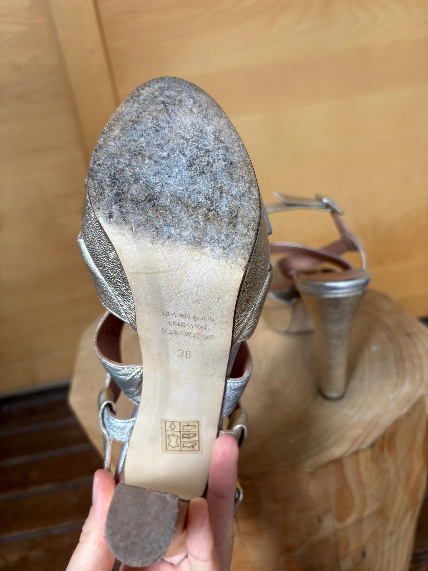 Pedro Miralles Platform Heels, Silver Gold Sandals, Luxury Designer Shoes, Made in Spainm, Y2K Party Glam, EU 38