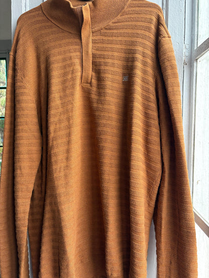 Pedro Del Hierro Men Mock Neck Jumper, Luxury Cotton Silk Blend sweater, Brown wardrobe essential, Size XL