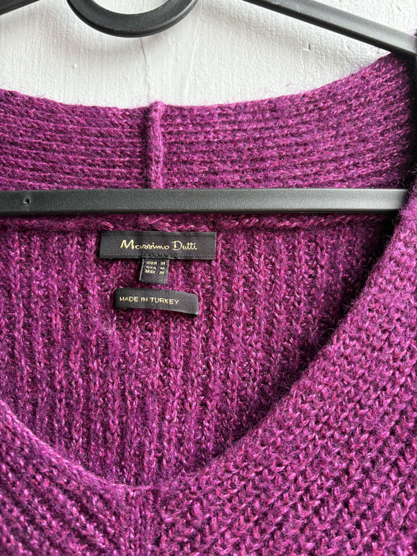 Massimo Dutti Purple Wool Blend Jumper, Women Oversized Knit, Relaxed Sweater, Cozy Minimalist aesthetic, Size M